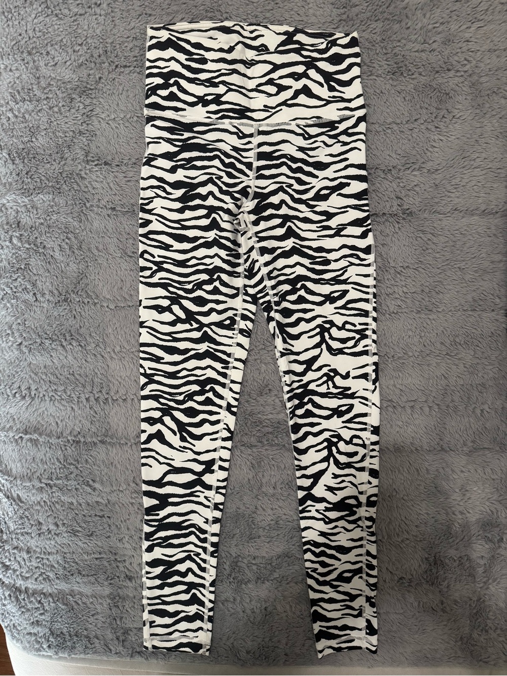 High-Rise Black & White Zebra-Print Leggings